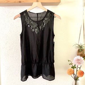 Zara black faux leather top